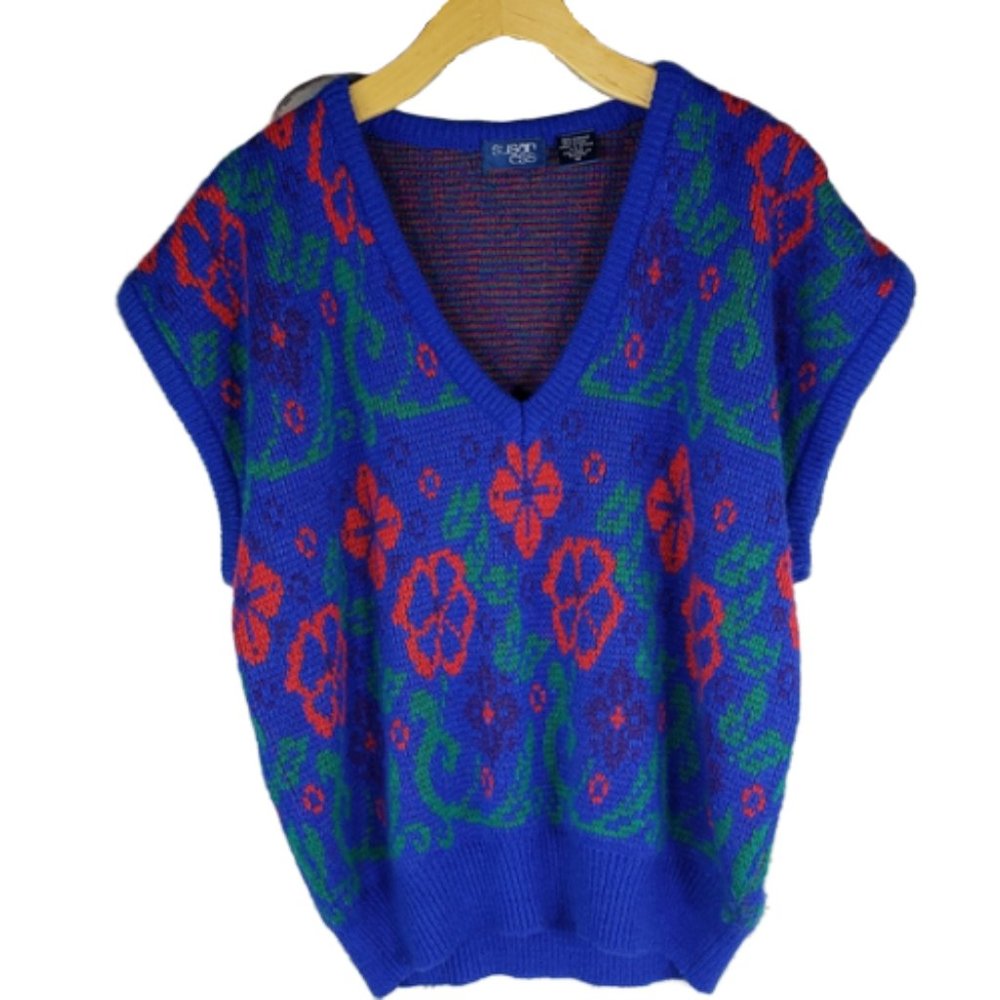 Vintage Susan Ess Intarsia  Floral Sweater M